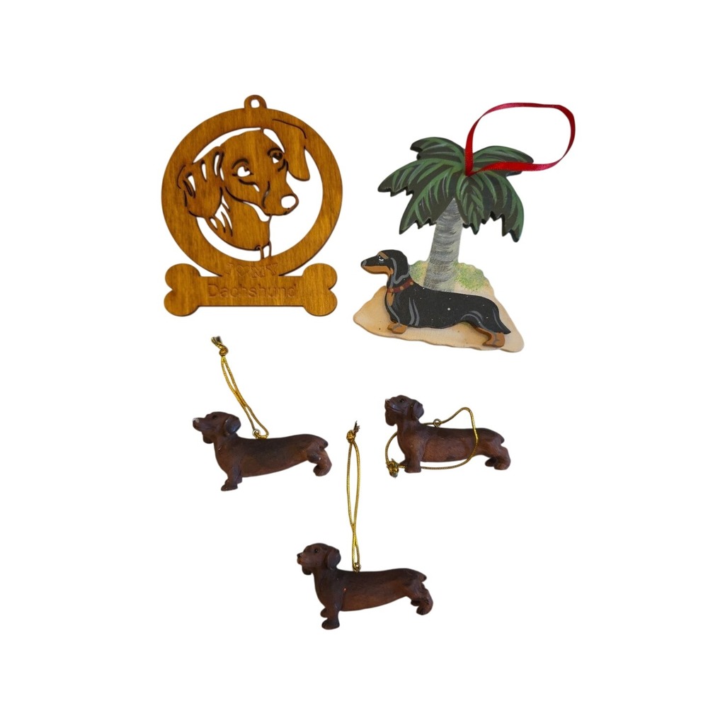 Christmas Ornament DACHSHUND Dog PUPPY Lot Of 5 Bundle‎